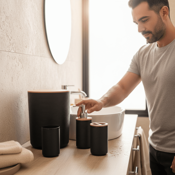 Black Bamboo Bathroom Set (4)