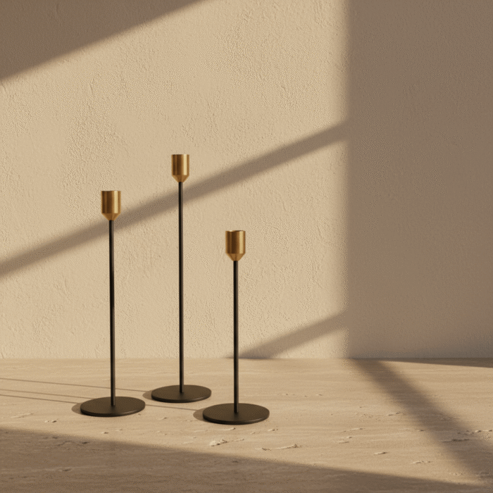 Black & Gold Modern Tall Candle Holder (3)