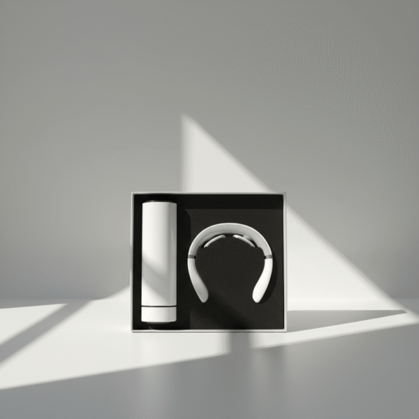 premium white massage gift box with neck massager