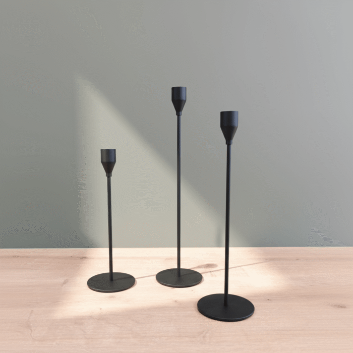 Modern Tall Metal Candle Holder – White, Gold, or Black (2)