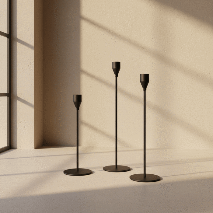Modern Tall Metal Candle Holder – White, Gold, or Black (3)