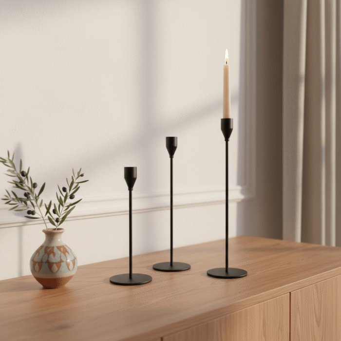 Modern Tall Metal Candle Holder – White, Gold, or Black (4)
