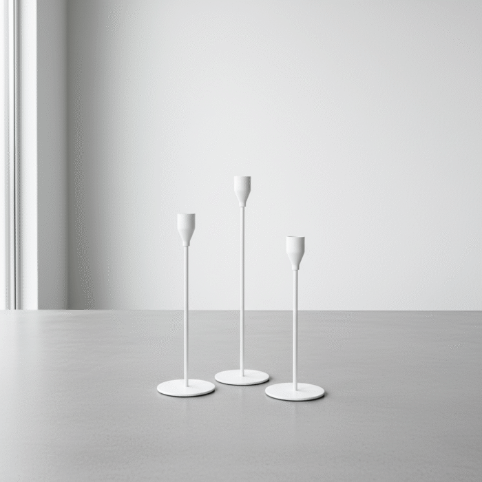 Modern Tall Metal Candle Holder – White, Gold, or Black (5)