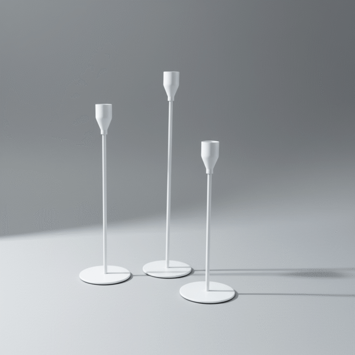 Modern Tall Metal Candle Holder – White, Gold, or Black (6)