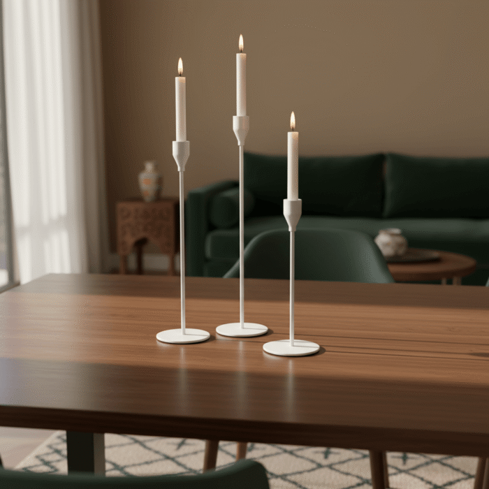 Modern Tall Metal Candle Holder – White, Gold, or Black (8)