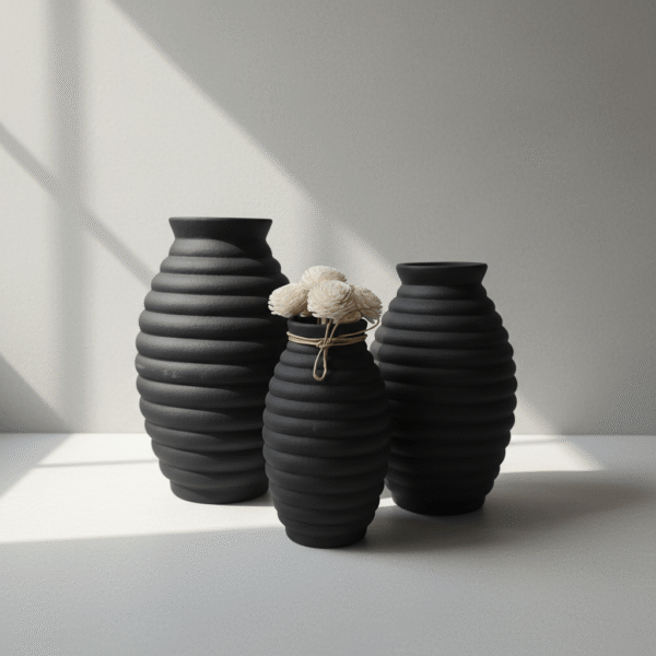 Oval Textured Ceramic Vase – Modern Decor in 3 Sizes