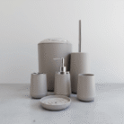 Neutral gray bathroom set with smooth matte finish and silver accents, gray bathroom set, available at Mint LB Zahle Lebanon