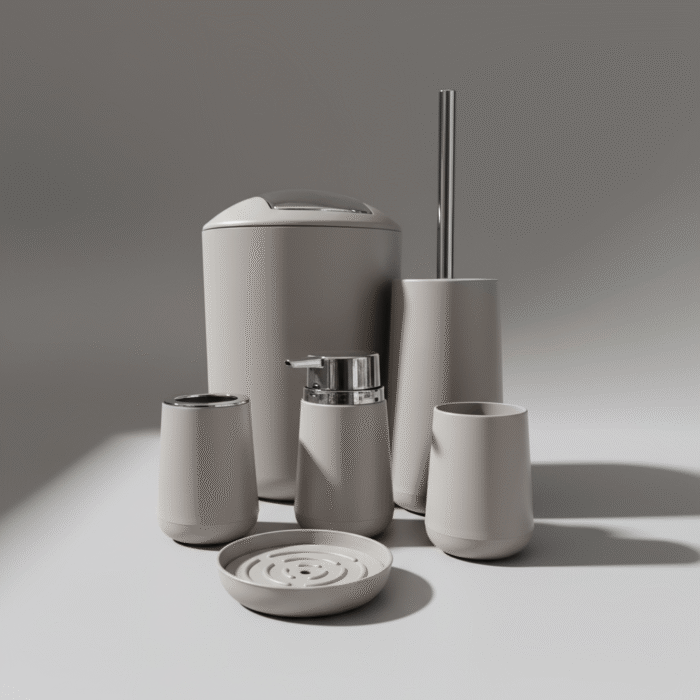 Round Light Gray Bathroom Set (2)