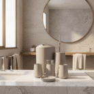 Round Light Gray Bathroom Set (4)
