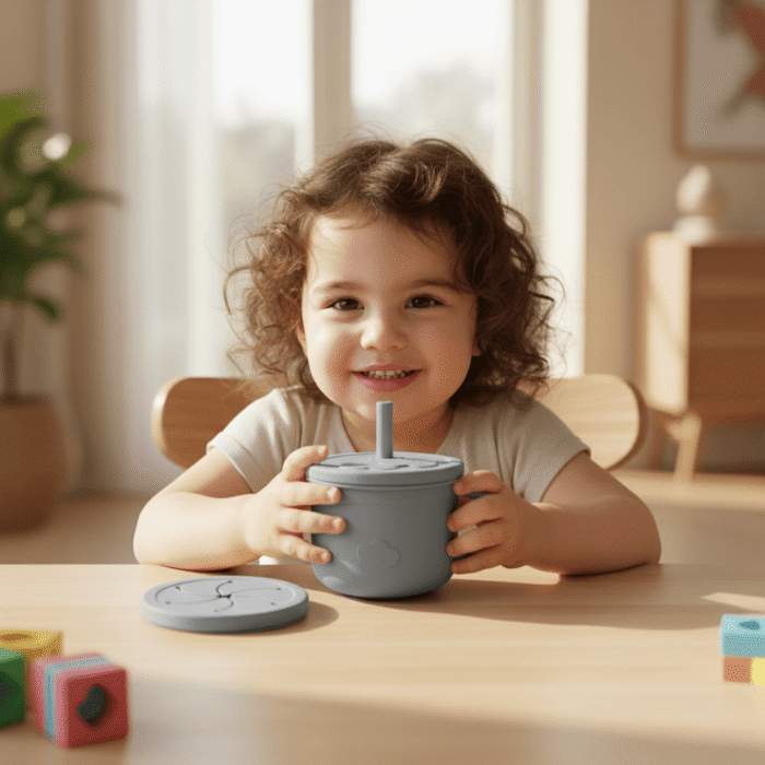 Mint LB Silicone Training Cup with Lid – Gray 4