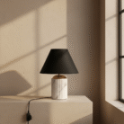 Black Shade Marble-Texture Table Lamp (2)