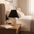 Black Shade Marble-Texture Table Lamp (3)