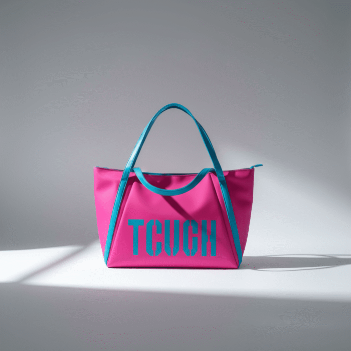 Bold Pink Yoga Bag with Teal Handles (2)