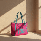 Bold Pink Yoga Bag with Teal Handles (3)