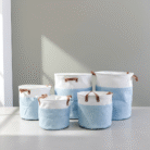 Canvas Storage Basket with Leather Handles (1)