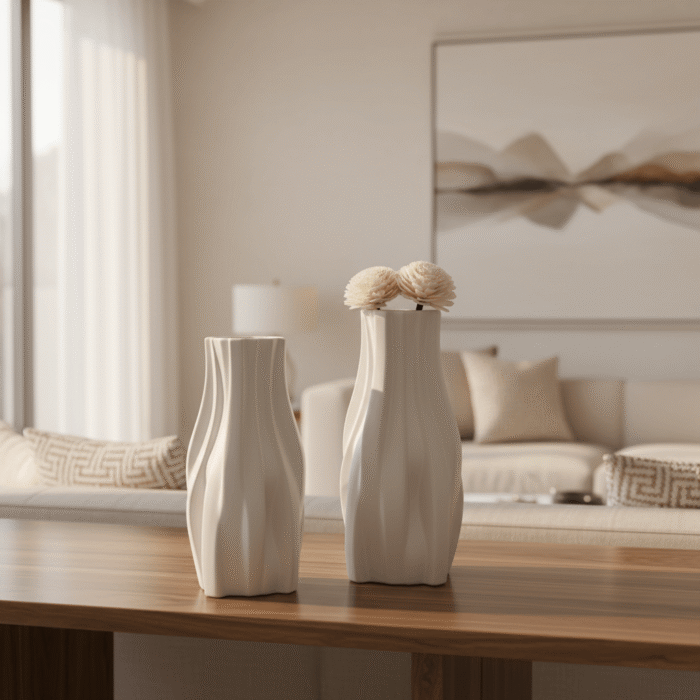 Ceramic Bohemian White Vase – Mint LB (4)