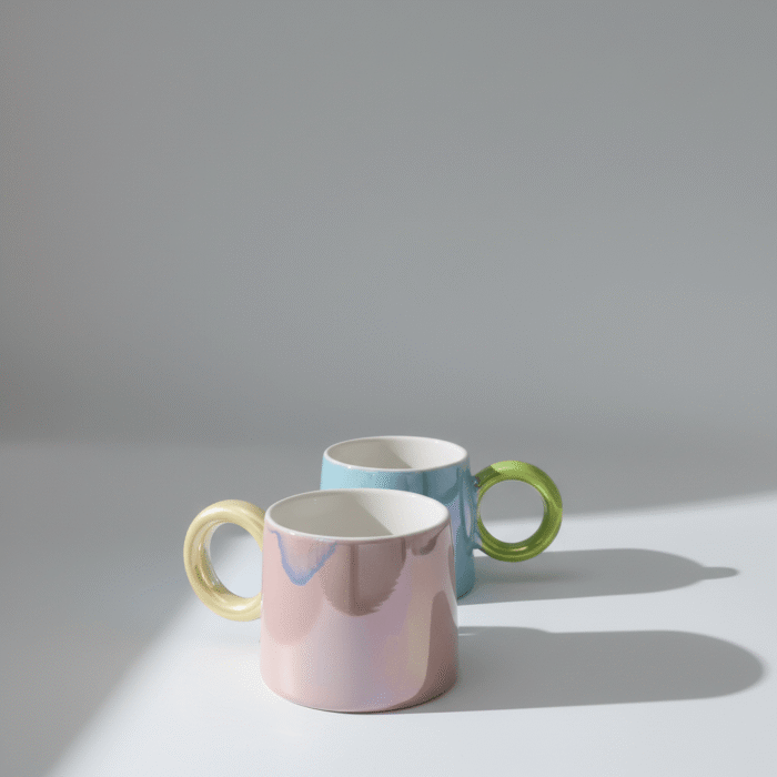 Ceramic Mini Mug With Colorful Ring Handle (2)