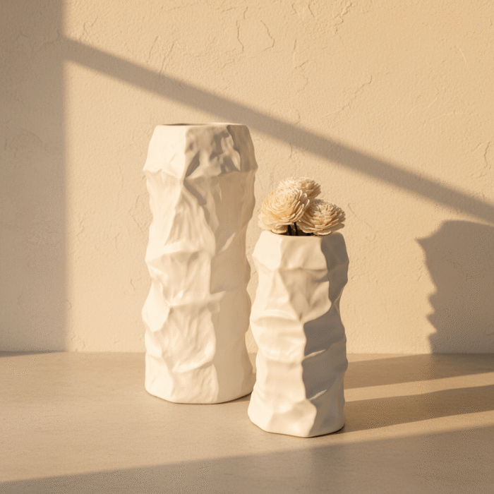 Ceramic Wrinkles White Vase – Mint LB (3)
