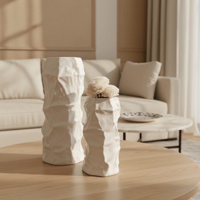 Ceramic Wrinkles White Vase – Mint LB (4)