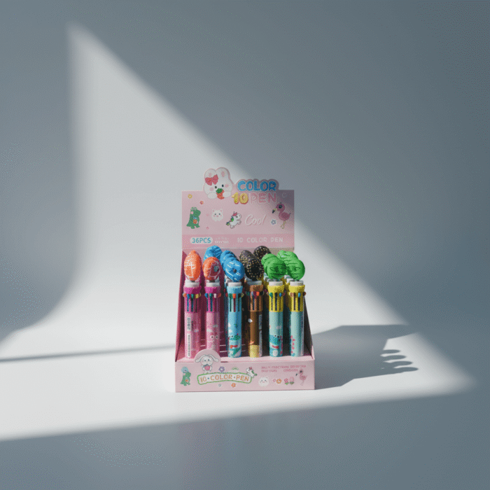 Vibrant multi-color character pen set with playful toppers, fun design, and assorted pen colors, available at Mint LB Zahle Lebanon