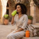 Compact Silicone Water Bottle with Stainless Steel Cap & Carabiner (4 Colors) (16)