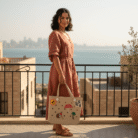 Crocs-Style Tote Bag with Charms – Beige (4)