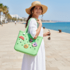 Crocs-Style Tote Bag with Charms – Green (3)