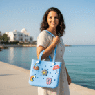 Crocs-Style Tote Bag with Charms – Light Blue (4)