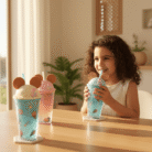 Cute Ice-Cream Lid Double-Layer Water Bottle with Straw (3)