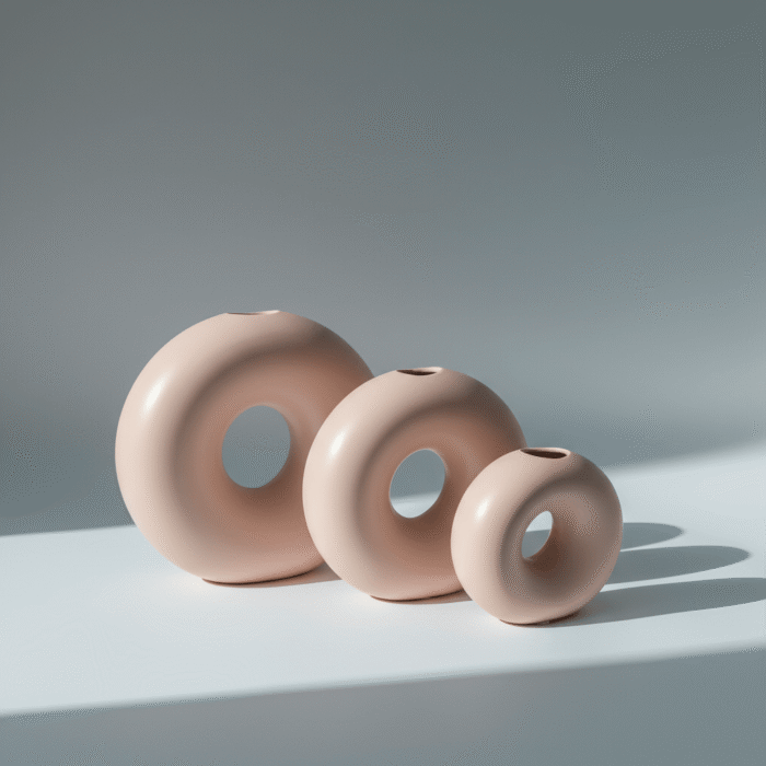 Donut Ceramic Vase Round Hollow Modern Decor – Pink – Mint LB Zahle (2)