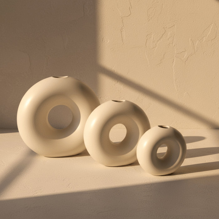 Donut Ceramic Vase Round Hollow Modern Decor – White – Mint LB Zahle (2)