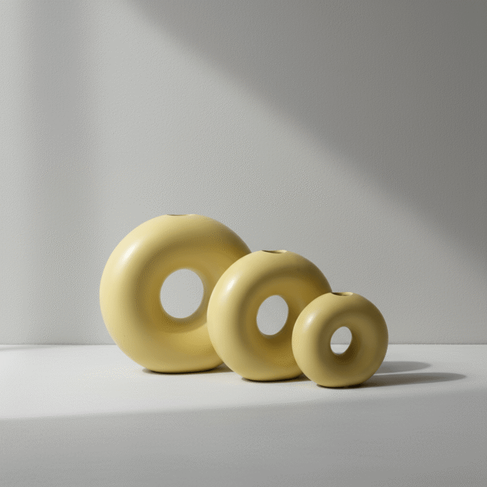 Donut Ceramic Vase Round Hollow Modern Decor – Yellow – Mint LB Zahle (1)