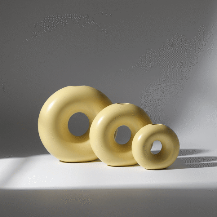 Donut Ceramic Vase Round Hollow Modern Decor – Yellow – Mint LB Zahle (2)