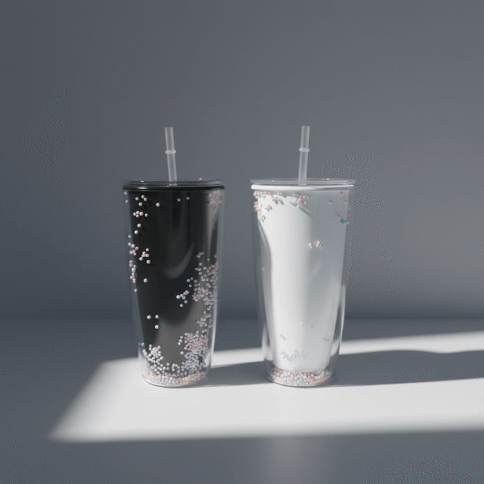 Double-Layer Water Bottle with Floating Beads (2)