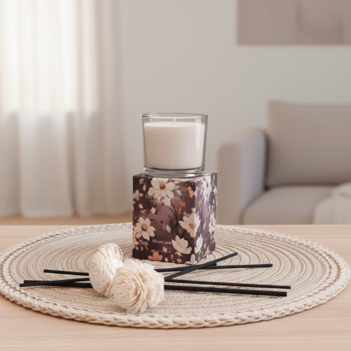 Floral Glass Jar Candle – Red (4)