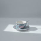 Floral Porcelain Teacup & Saucer Set (Blue) (2)