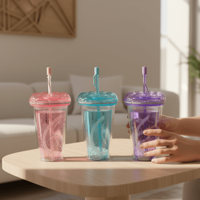 Glitter Water Cup with Straw – 3 Colors (2)