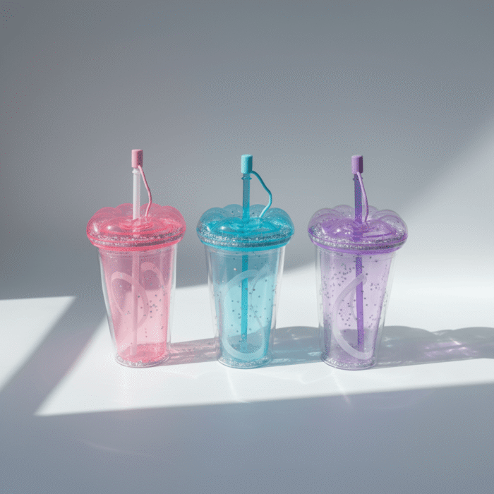 Glitter Water Cup with Straw – 3 Colors (3)
