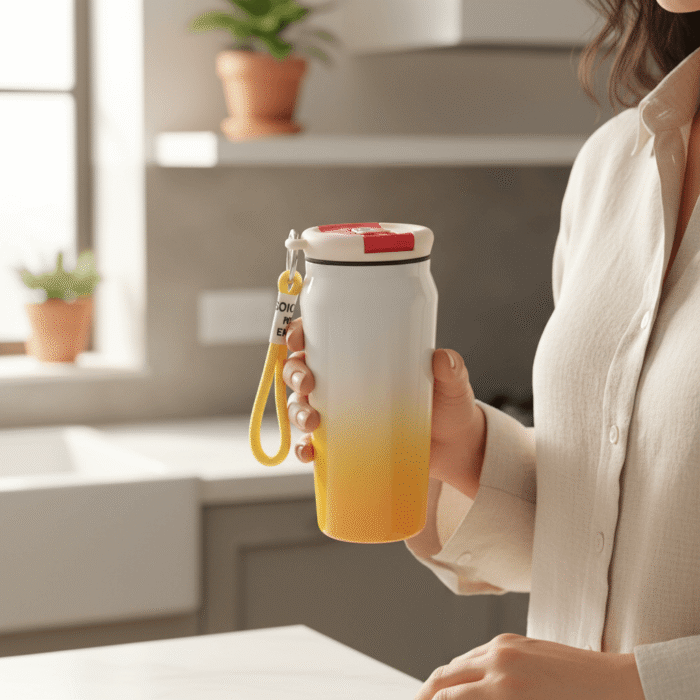 Gradient Travel Water Bottle with Lock Lid and Wrist Strap (3)