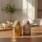 Hammered Metal Storage Jar with Cork Lid (Gold or Silver) (3)