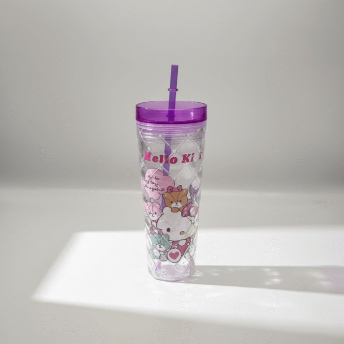Hello Kitty Diamond-Texture Water Cup with Straw (16)