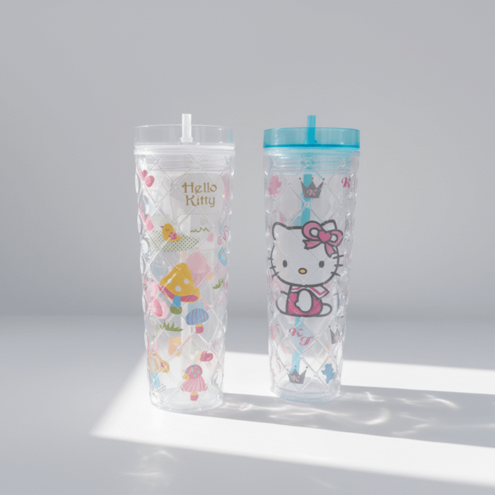 Hello Kitty Diamond-Texture Water Cup with Straw (2)