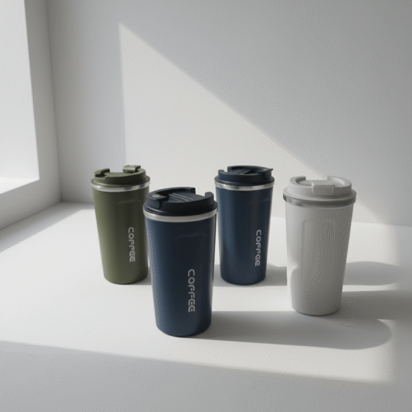 Minimalist sage green insulated travel cup with smooth matte finish and secure flip lid, sage green insulated travel cup, available at Mint LB Zahle Lebanon