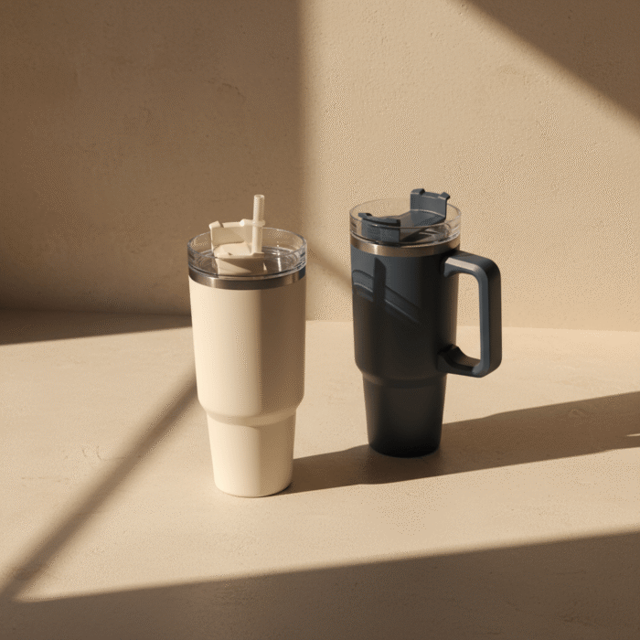 Insulated Travel Tumbler with Handle and Straw Lid (3)