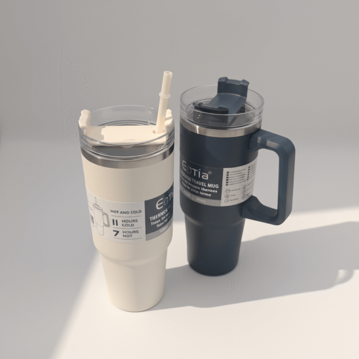 Insulated Travel Tumbler with Handle and Straw Lid (7)