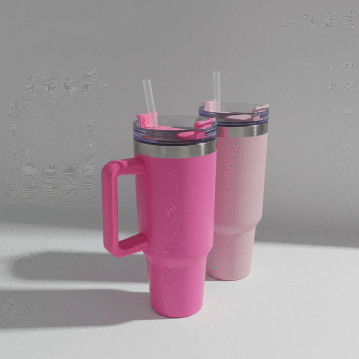 Insulated Tumbler with Handle and Straw Lid (2)
