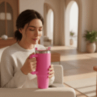 Insulated Tumbler with Handle and Straw Lid (3)