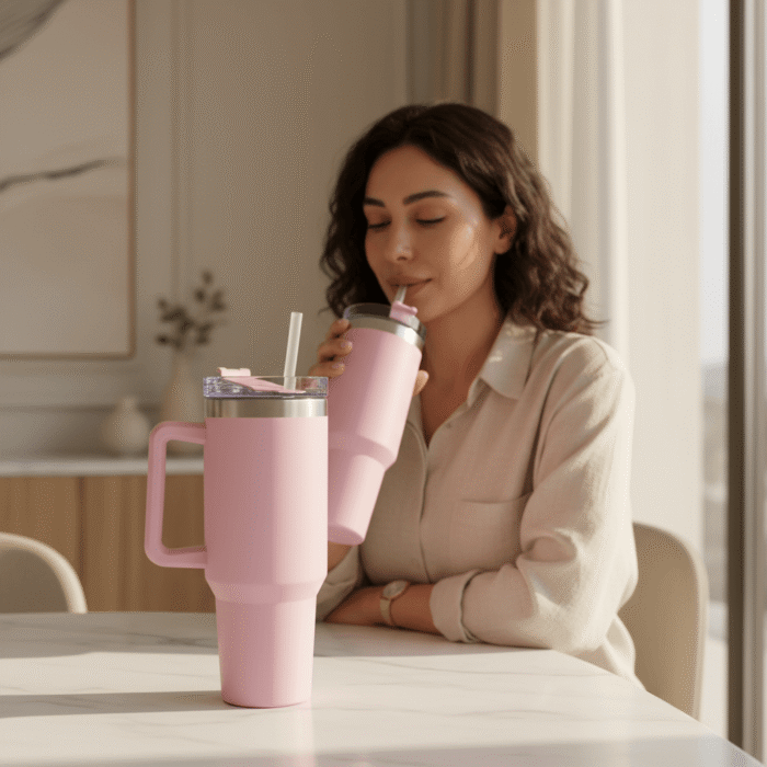 Insulated Tumbler with Handle and Straw Lid (7)