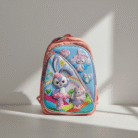 Kids 3D Character School Bag – Bunny Design (Peach Pink) (1)