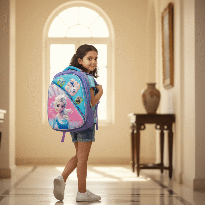 Kids 3D Character School Bag – Frozen Design (BluePurple) (4)